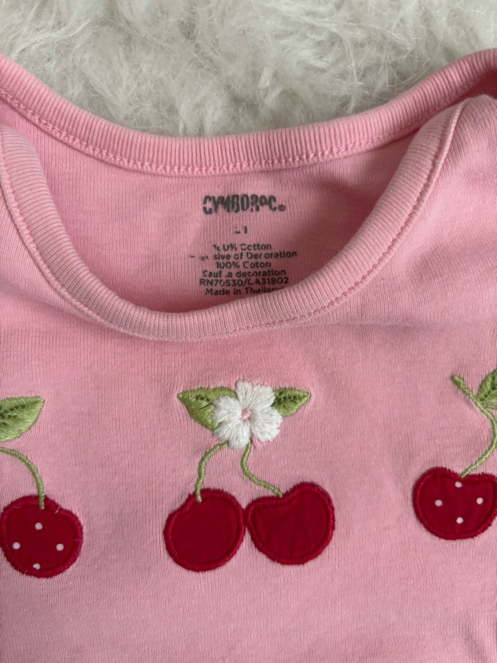 Gymboree Girls Pink Ruffle Cherry Top & White Summer Graphic Tee Set - Picture 4 of 5